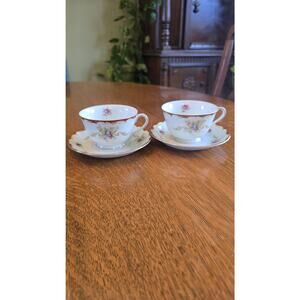 Harmony House Wembley Fine China Tea Cups Saucers Set Of 2 Floral Japan